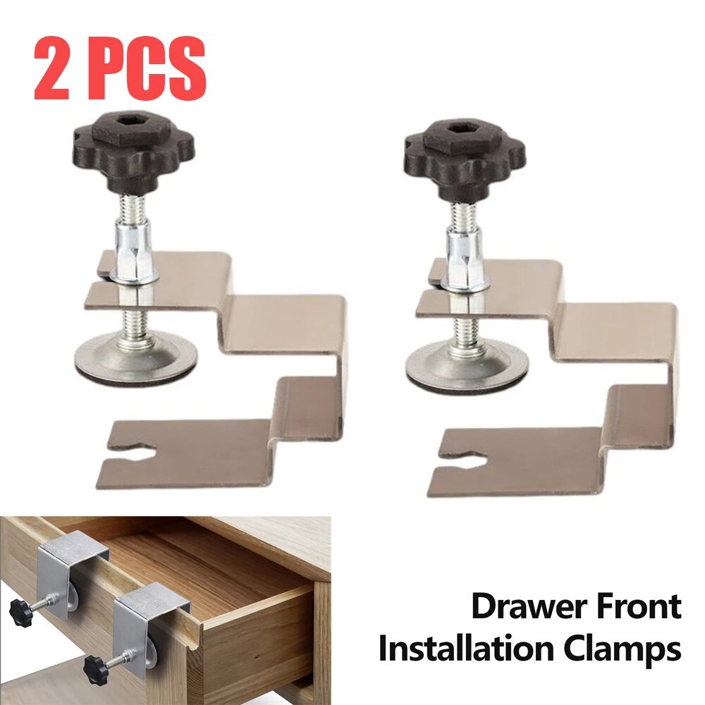 yingke 2pcs Drawer Front Installation Clamps Holder Adapter Kit Woodworking Jig Clamp Hardware Fasten Furniture Accessories