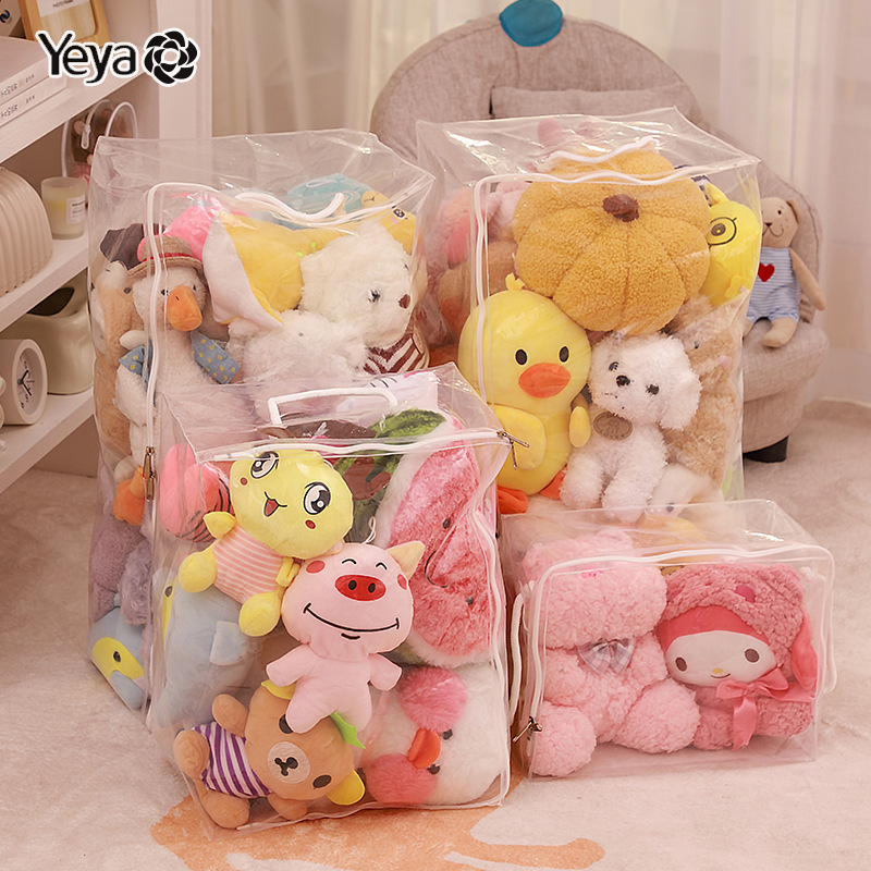  YEYA Túi đựng búp bê thú nhồi bông con rối búp bê trẻ em hộp đựng phân loại chống bụi túi khóa kéo trong suốt 