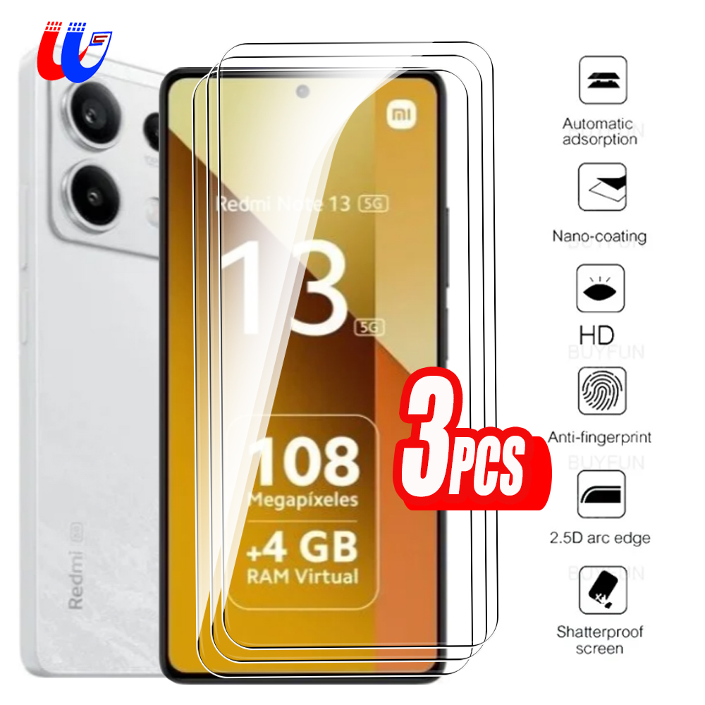 3Pcs Protective Glass For Xiaomi Redmi Note 13 Pro 5G Screen Protector Tempered Glas Redmy Note13 13Pro Note13Pro HD Glass Cover