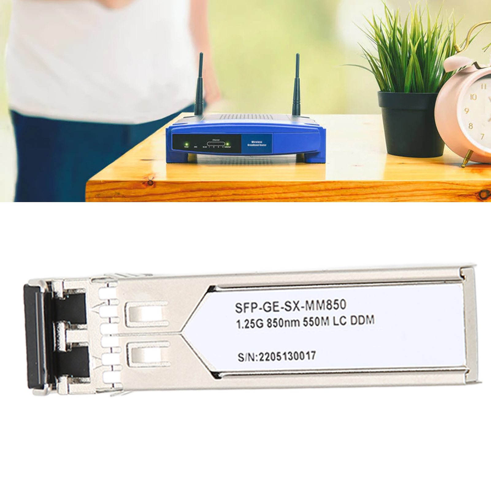 SFP mô-đun thu phát quang 550 mét khoảng cách truyền cho Bộ định tuyến cho card mạng cho thiết bị chuyển mạch
