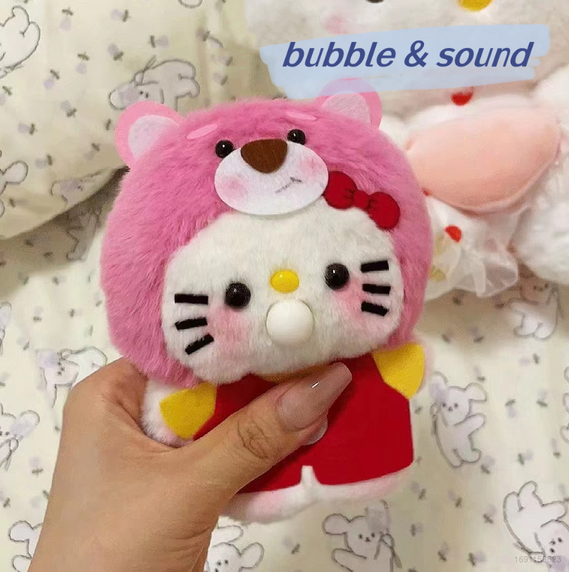 Hellokitty DIY Sound Doll Spit Bubbles Plush Bag Pendant KT Doll Can be