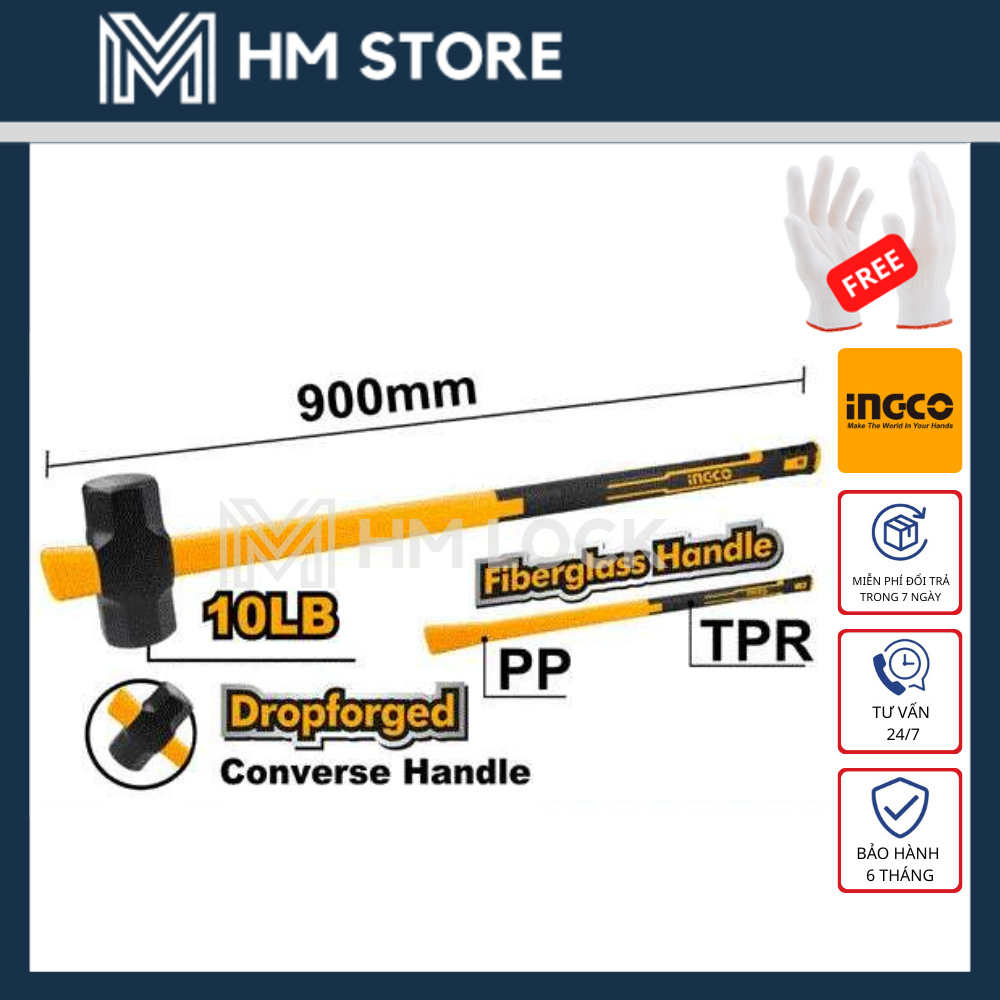 BÚA TẠ 10LB INGCO - HÀNG CHÍNH HÃNG - HSM01108D - HM LOCK