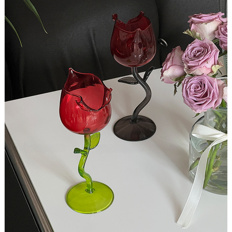 Rose with Transparent Leaf tail Valentine's Wedding Table Decoration Gift Wine Shot Glass Cup ymkvsa ราคา 631 บาท*ส่งฟรี