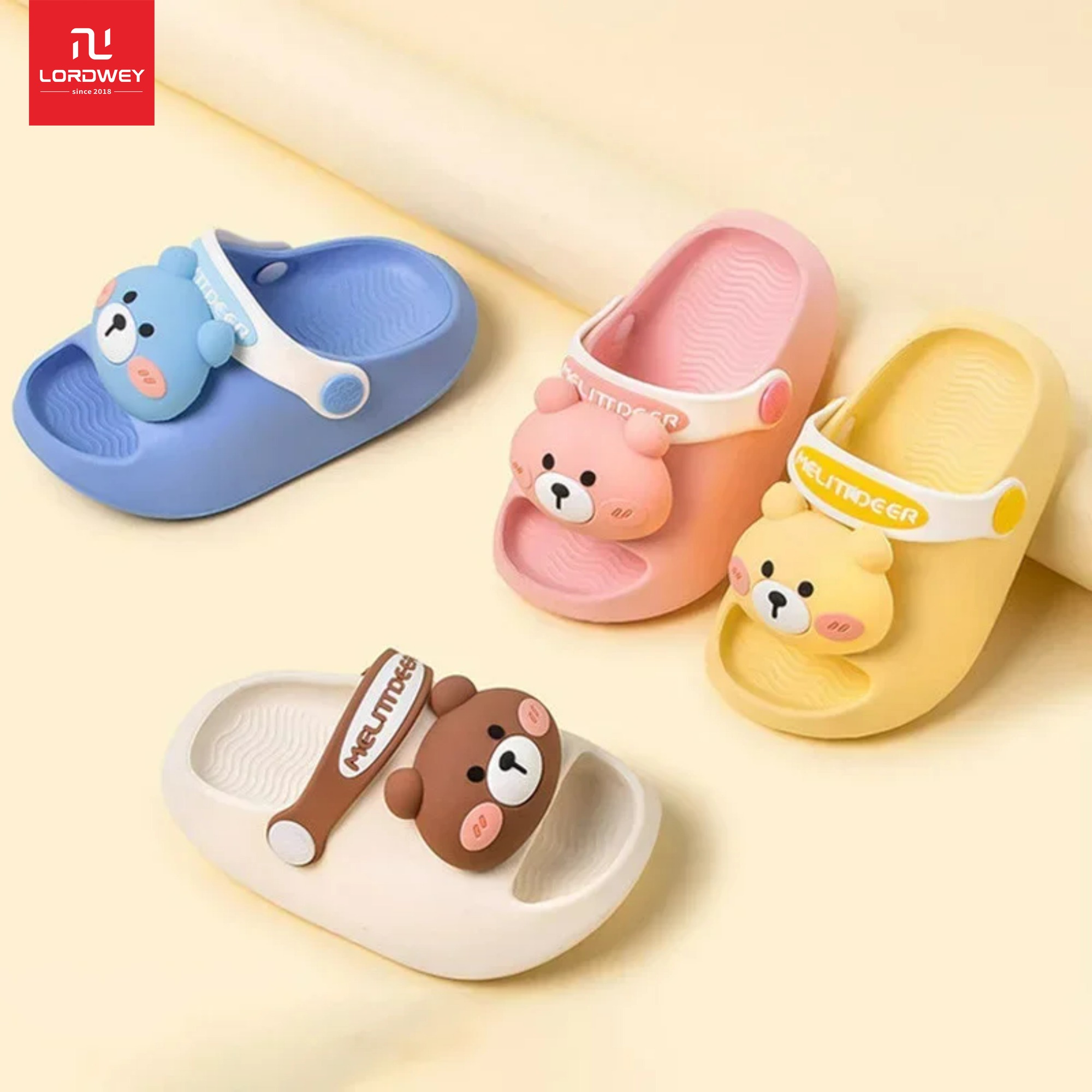 Lordwey & Melittdeer trẻ sơ sinh dép trẻ em giày dễ thương mùa hè hoạt hình động vật gấu bé trai bé gái trẻ sơ sinh trẻ em thoải mái không Dép lê trẻ em giày