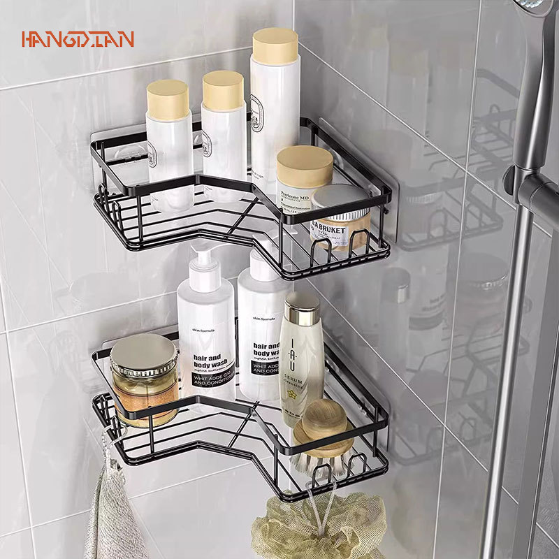 HANGDIAN Giá lưu trữ thủng hình tam giác giá lưu trữ phòng tắm phòng tắm nhà bếp sắt giá lưu trữ lưu trữ Giỏ nhà vệ sinh loại treo tường tường