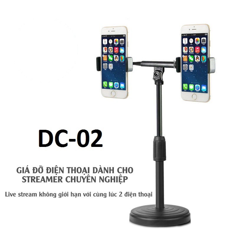 Giá đỡ điện thoại livestream 2 đầu dc-02 mẫu mới 100%