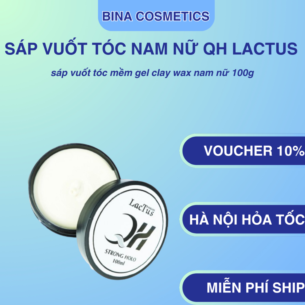 Sáp vuốt tóc nam nữ QH lactus sáp vuốt tóc mềm gel clay wax nam nữ 100g