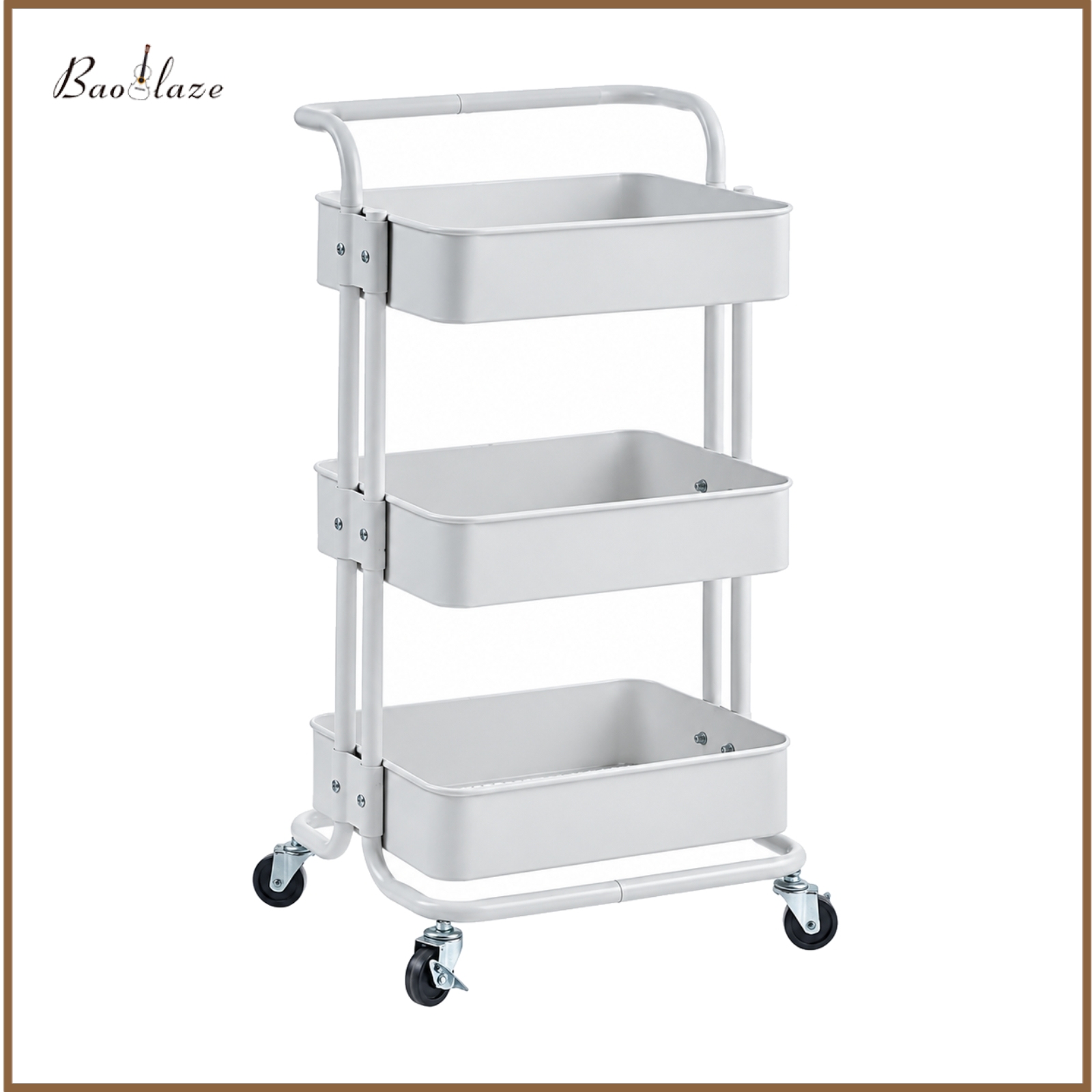 เครื่องครัวและอุปกรณ์บนโต๊ะอาหาร Baoblaze มัลติฟังก์ชั่นสามชั้น Rolling Storage Cart ทนทาน 3 ชั้น Rolling Cart แบบพกพาชั้นวางของมือถือ Slim สำหรับอพาร์ทเมนท์ ราคา 5,773 บาท*ส่งฟรี