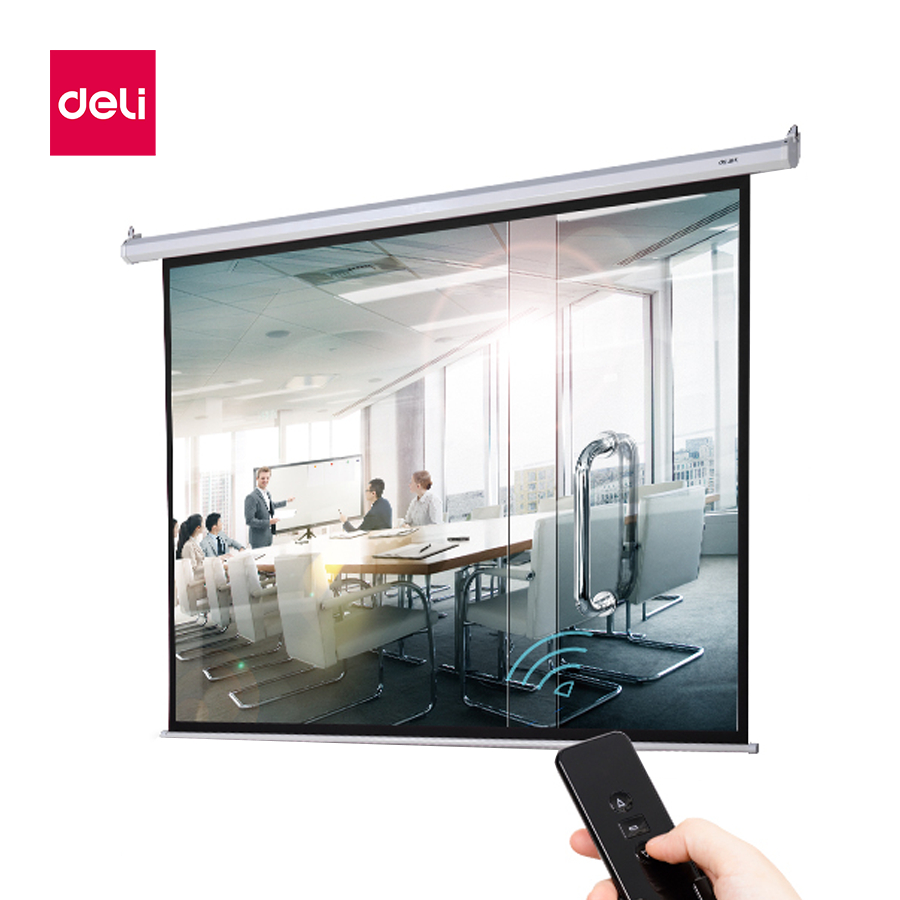 Deli หน้าจอโปรเจคเตอร์ขนาด 100 นิ้วหน้าจอโปรเจคเตอร์พับเก็บได้อัตโนมัติติดผนังหน้าจอสีที่ชัดเจน Projector Screen ราคา 3,099 บาท*ส่งฟรี