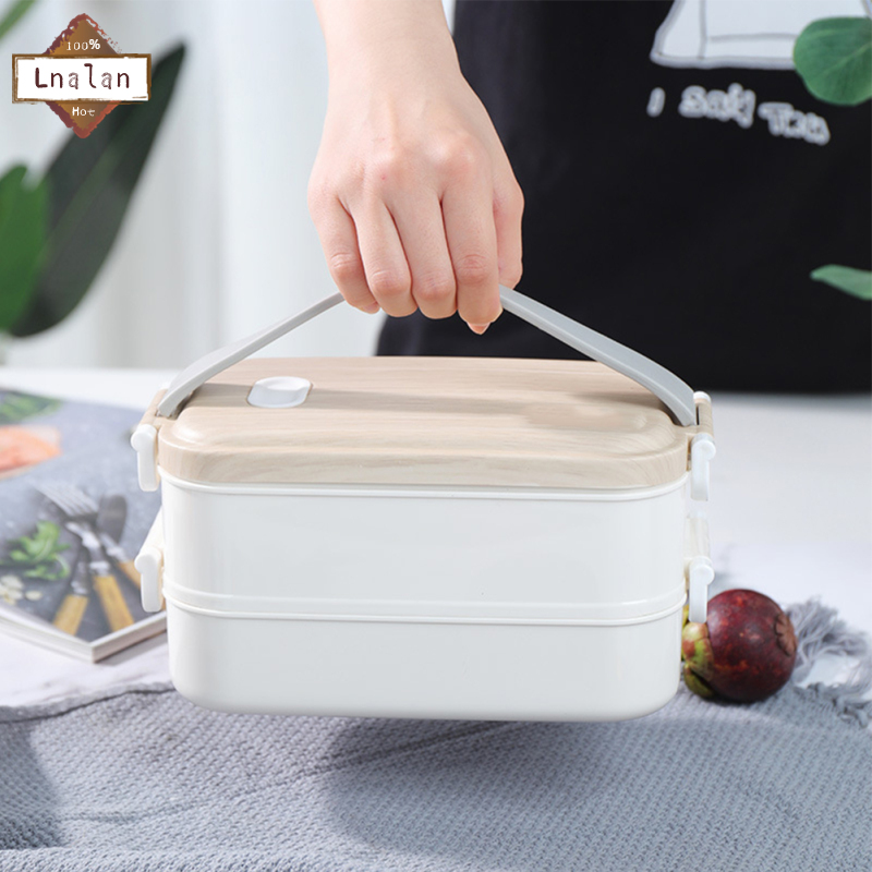 Lanlan Portable 2 Tiers Bento Box With Handle Large Capacity Student Lunch Box For Work School Picnic Travel