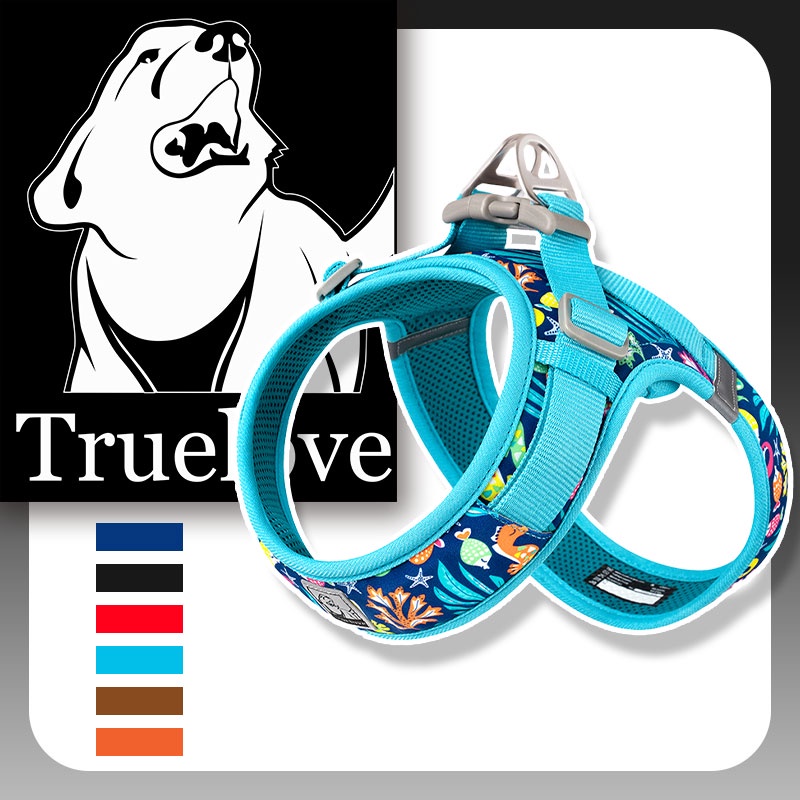 TRUELOVE Dây dắt chó phản quang dây dắt thú cưng điều chỉnh bền thoáng khí lưới thoải mái với khóa tháo nhanh cho chó đi bộ