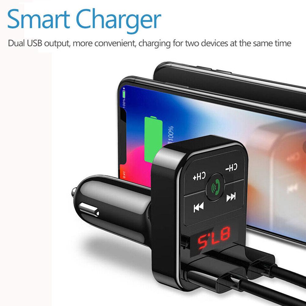 Dual USB Car Mounted FM Transmitter Mp3 Bluetooth Receiver T5Z3