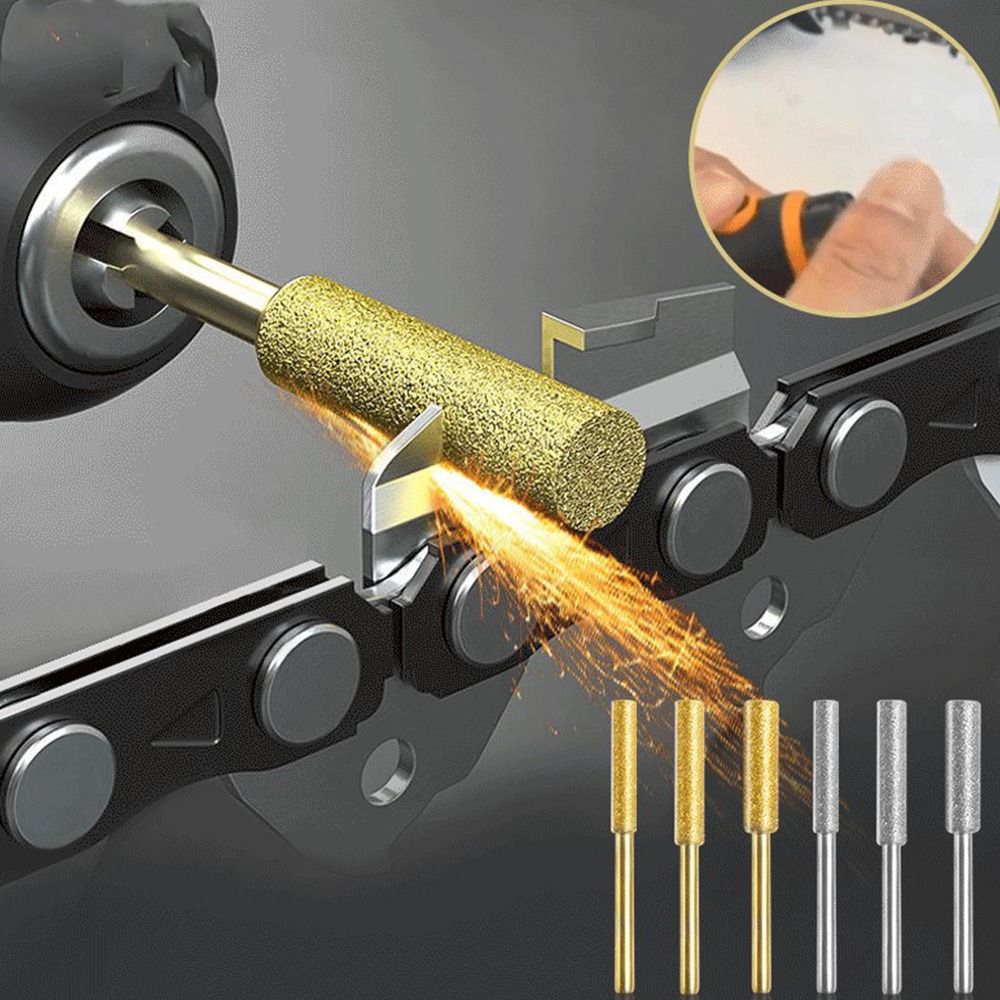 Dsfsthjhn 5 cái hình trụ Burr Máy mài lưỡi cưa đá tráng kim cương đánh bóng dũa cưa xích độ cứng cao Vàng Dụng cụ nghiền