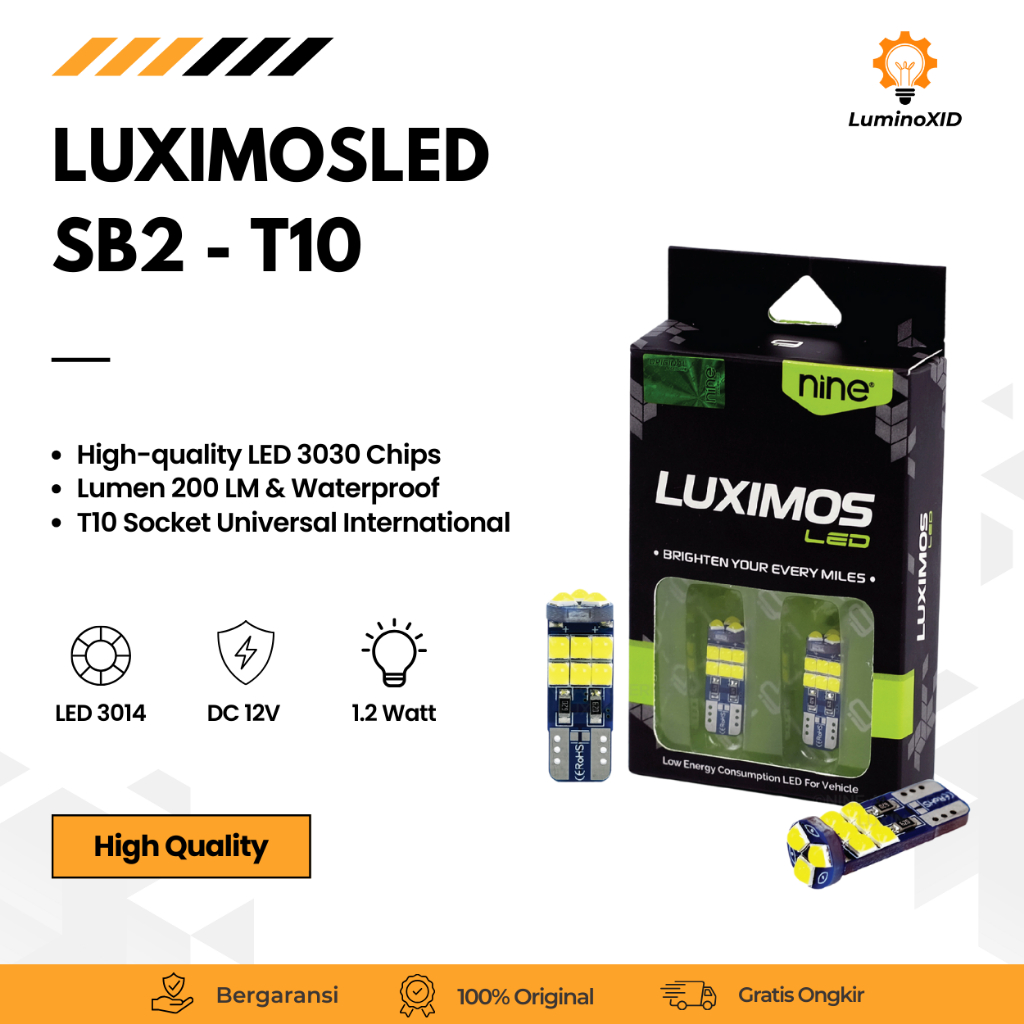 2 PCS Lampu Sein Dajjal LED T10 Senja Plat Seri Kota Motor Mobil Super Terang Waterproof SB2 LUXIMOS Harga 27,900 rupiah*Gratis Ongkir