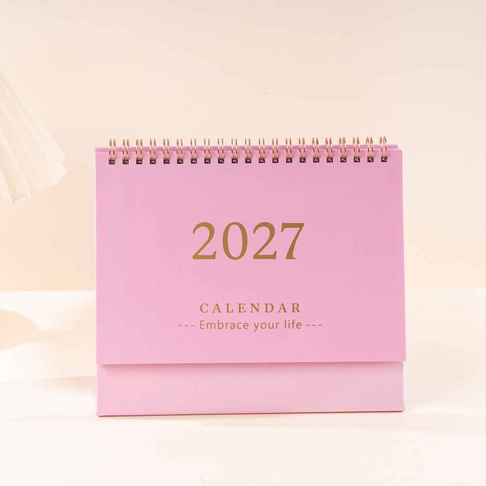 MINIFELE พกพาได้ ปฏิทินตั้งโต๊ะปี 2027 ยืนอยู่ พับได้ ปฏิทินตั้งโต๊ะ บันทึกที่เขียนได้ ปฏิทินแบบพลิก เครื่องเขียนสำนักงาน