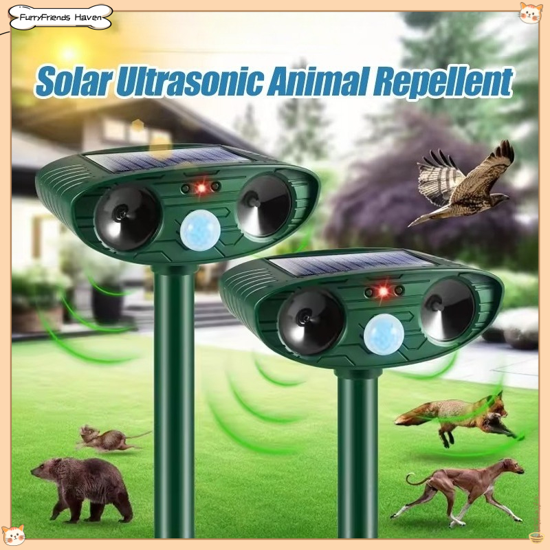 Solar Ultrasonic Animal Repellent Waterproof PIR Sensor Pest Bird Repeller Outdoor Yard Garden Deterrent Mouse Harga  34 Ringgit*Penghantaran Percuma