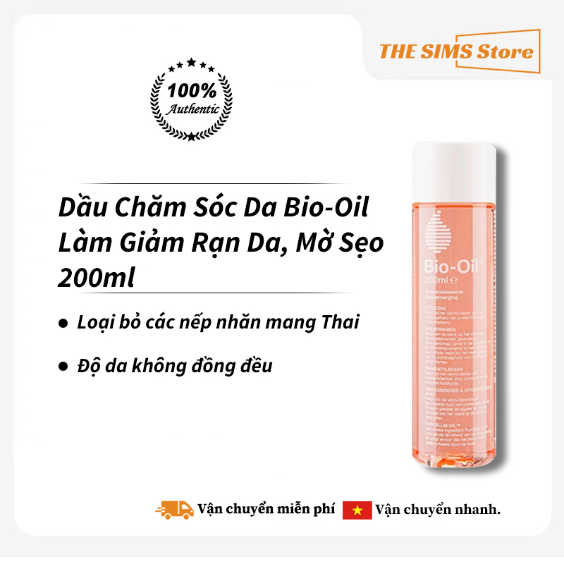 Dầu dưỡng da Bio-Oil Skincare Oil 200ml, giảm vết rạn da, làm mờ sẹo, đồng đều màu da, cải thiện da khô và lão hóa, dưỡng ẩm sâu cho da mặt và cơ thể, phù hợp mọi loại da