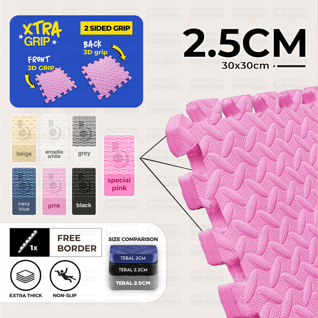 BabyBloo Baby Playmat 30x30x2.5CM EVA EXTRA Thick Foam Play Mat Puzzle Carpet Mat Puzzle Floor Carpet Karpet Bayi Tikar