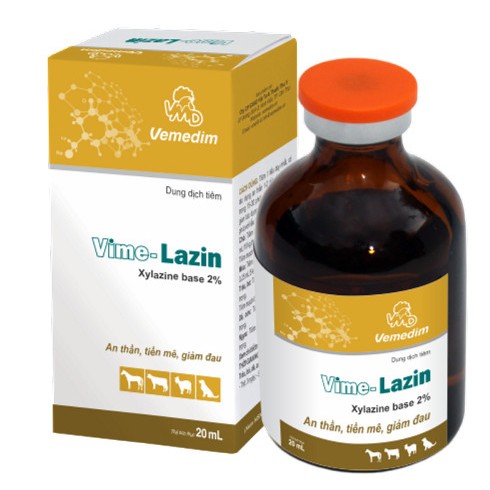 VIME-LAZIN 20ml Giảm đau, an thần, tiề n  mê  trên trâu, bò, ngựa, cừu, chó, mèo.
