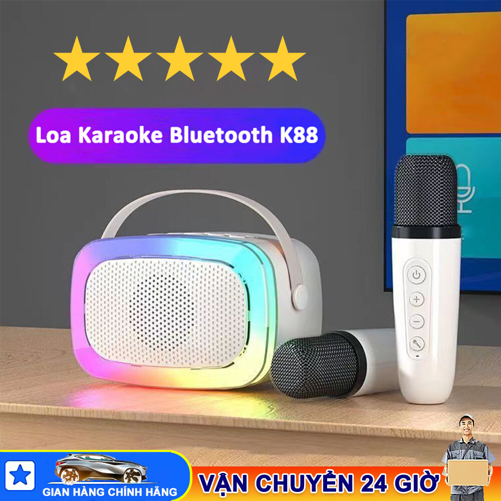 CHÍNH HÃNG - loa kéo karaoke cao cấp, loa hát karaoke K88, loa bluetooth karaoke mini, loa hat karaoke mini có micro - Đèn LED thay đổi theo nhạc