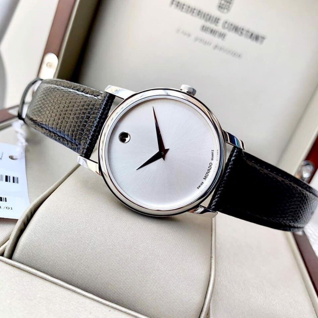 Đồng Hồ Nữ Movado JAPAN WATCH Dây Da Vân Cá Sấu Mặt Kính Đá Khoáng Chống Trầy Xước Size 37mm