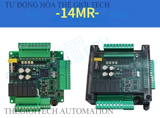 Board Mạch Lập Trình PLC KW FX3U-14/20/30/48/MR/MT relay transistor MD8 6AD/2DA 0-10V, 2 RS485, RTC, 24VDC, GX Works2, 4 Kênh Vào X0-X4 20kHz, 4 Kênh Ra Y0-Y3 Tốc Độ Cao - FX3U14MR MD8 - MẠCH TRẦN