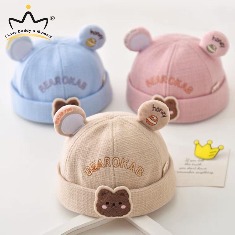 Cartoon Bear Baby Brimless Hat Spring Autumn Infant Beanie Cap Cute Solid