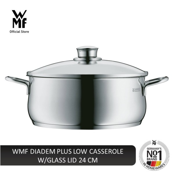 WMF Diadem Plus Low Casserole With Glass Lid 24Cm 0730256040 - Singapore