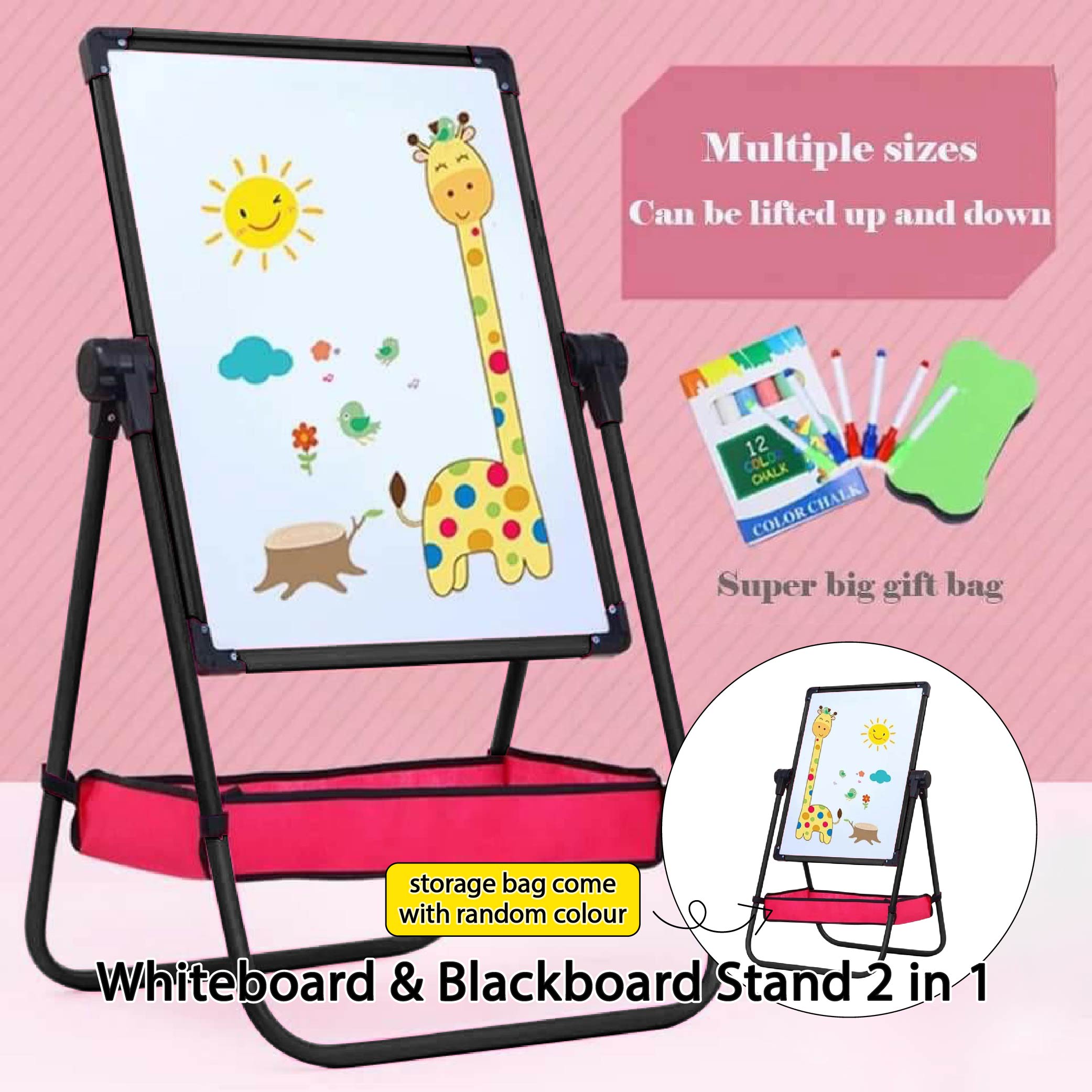 SOKANO T017 Kids Drawing Board Whiteboard & Blackboard Double Sided Stand 2 in 1 Toys