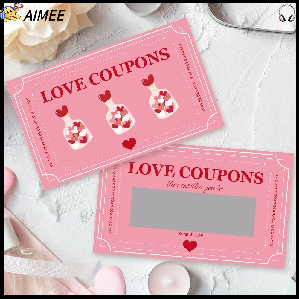 AIMEE 30PCS Màu hồng Thẻ cào ngày Valentine Tự làm Tương tác cặp đôi Thẻ cào may mắn Sáng tạo Quà tặng bất ngờ Vé thưởng cho các trò chơi tiệc tùng