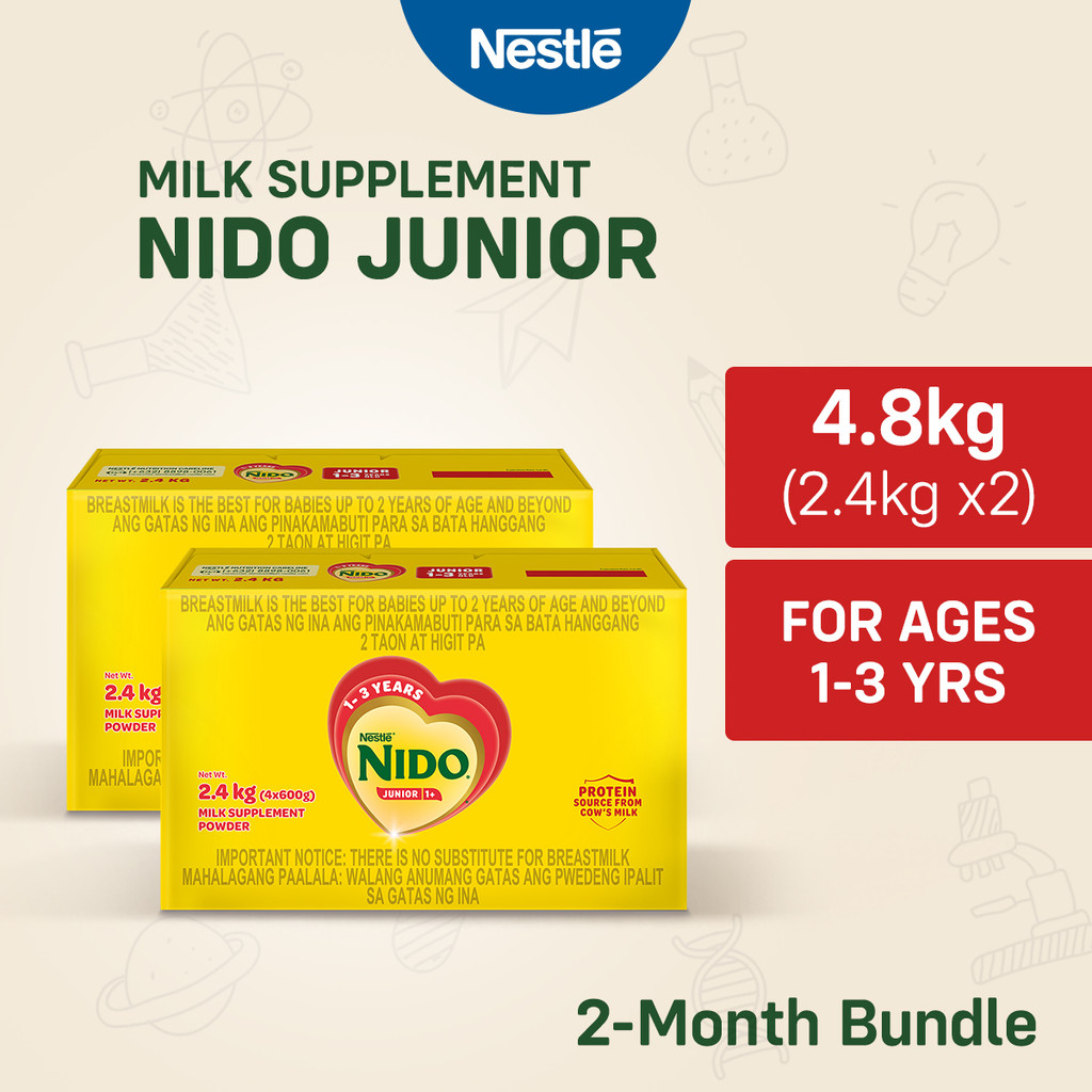 NIDO JUNIOR 1+ Milk Supplement Powder for Children 1-3 Years Old 4.8kg (2.4kg x2)