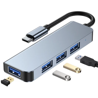 [SG ReadyStock] Type C to USB | 4 Ports High Speed USB C Adapter for MacBook Laptop Docking Station | C Type HUB Multiport Usb Splitter Computer Accessories Hub