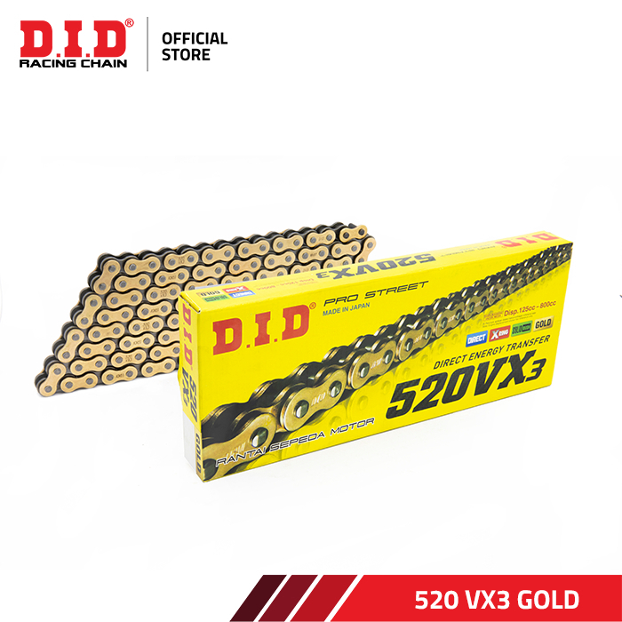 Drive Chain / Rantai Motor DID 520 VX3 (Gold) Harga 1,703,000 rupiah*Gratis Ongkir