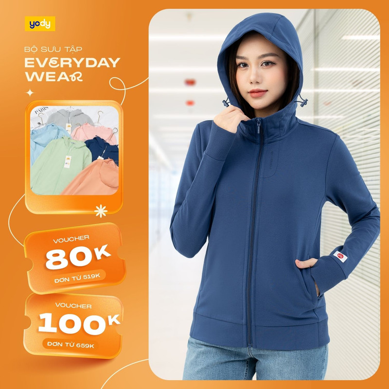 Áo chống nắng YODY áo khoác chống nắng nữ đa năng cản tia UV mềm mịn thoáng mát điều hòa nhiệt độ ACN6008