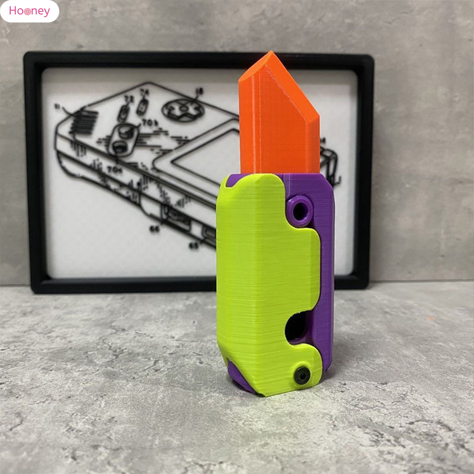 HOONEY 3D Gravity Plastic Carrot Knife Fluorescence Luminous Carrot Knife