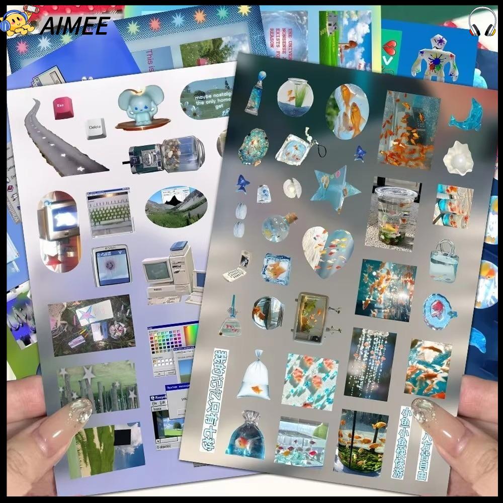 AIMEE Ký ức điện tử Tem nhãn dán scrapbook Giấc mơ Phong cách Y2K Nhãn dán ghép hình  Phong cách Nhật Bản Nhãn dán retro Trang trí nhật ký