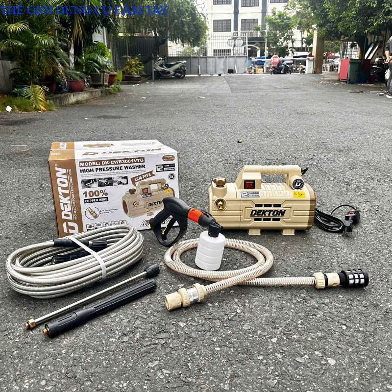 Máy Xịt Rửa Xe DEKTON / DK-CWR3001VTG / 1350W / 12L/phút / Phiên Bản Mới Màu BE (cổ điển) / THẾ GIỚI DỤNG CỤ CẦM TAY GIÁ SĨ