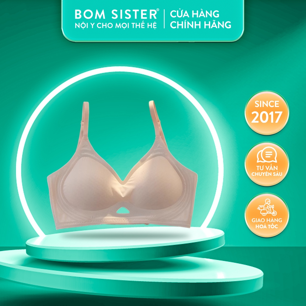 Áo lót không gọng mút mỏng, bra nữ chất su thoáng mát mặc thoải mái BOM Sister A2078