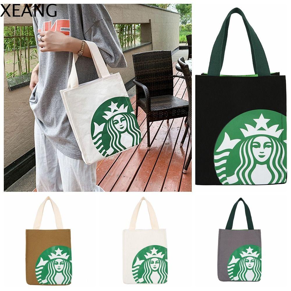  XEANG In Túi vải Starbucks Túi cho mẹ Túi Cà phê Túi xách vải bố Dễ thương Túi đựng đồ ăn trưa Túi hình chiếc xô Túi mua sắm 