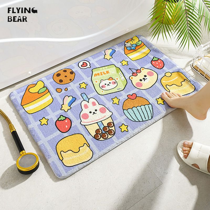 Toilet bathroom floor mat toilet door absorbent foot mat Non-slip bedroom bedside carpet entrance mat ราคา 71 บาท*ส่งฟรี