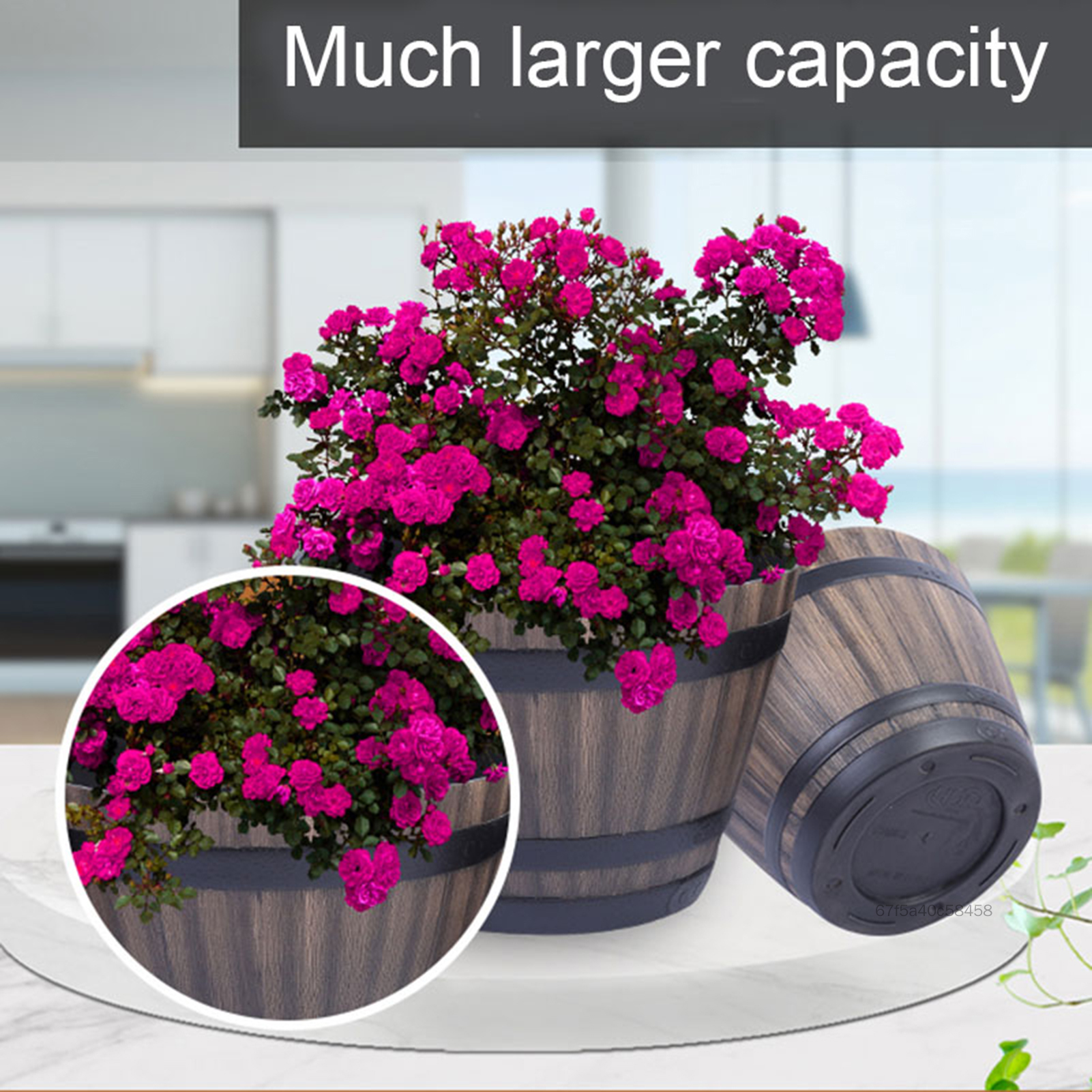 Imitation Wooden Barrel Flower Pot Simple Style Practical Planter Pots for Christmas Birthday Gifts EA1-VN