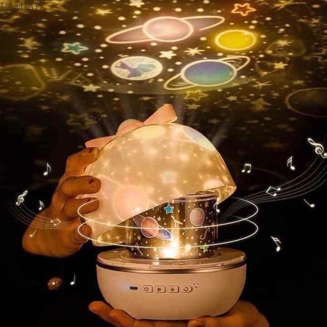 Đèn ngủ chiếu sao,đèn ngủ 3D chiếu trần tự động xoay LOA BLUETOOTH sinh nhật xoay tự động đèn LED lãng mạn cho mẹ và bé