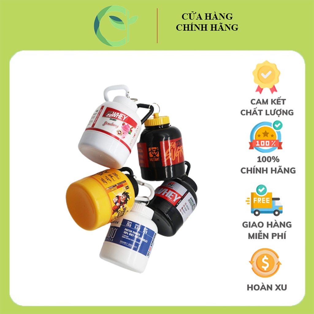Hũ đựng bột dạng móc khoá, hộp đựng whey, mass, bcaa, preworkout tập gym shake protein