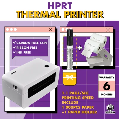 COMBO Thermal Printer HPRT N41 Label / Barcode Printer with Bluetooth & USB + 1000pcs A6 Paper + 1 Paper Holder