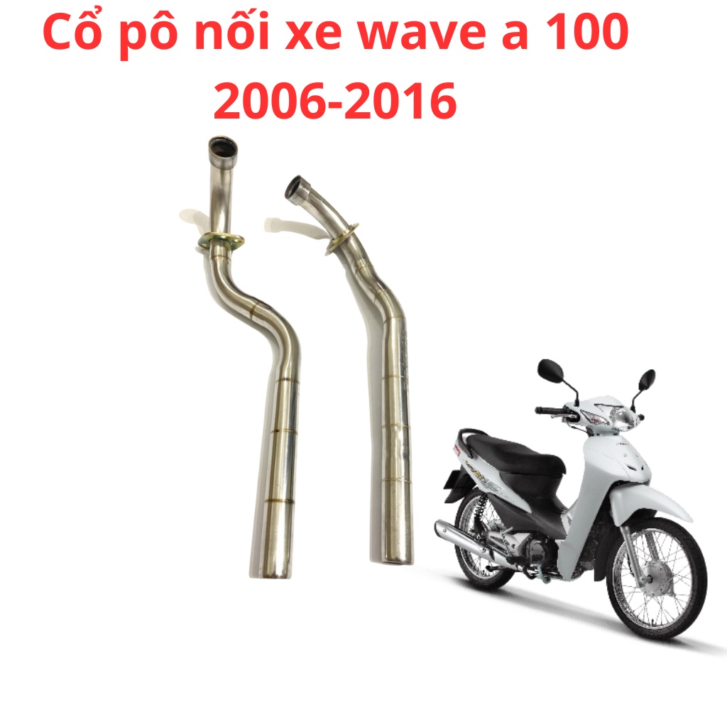 cổ pô inox gắn pô zin cho xe wave a 100cc 2006 -2016  không gỉ dùng để thay thế cổ pô zin