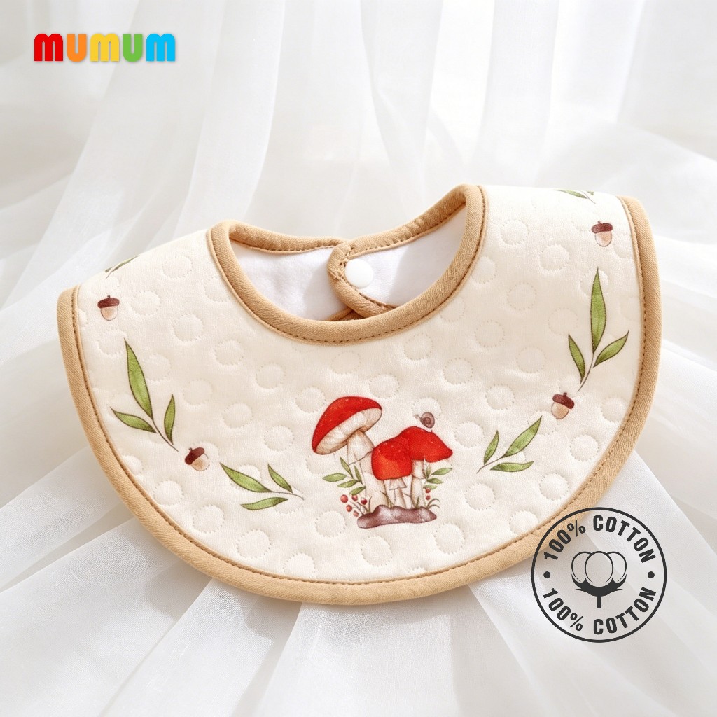 MUMUM Waterproof Baby Bibs - Round Shape with Snap Closure Bib bayi 婴儿口水巾