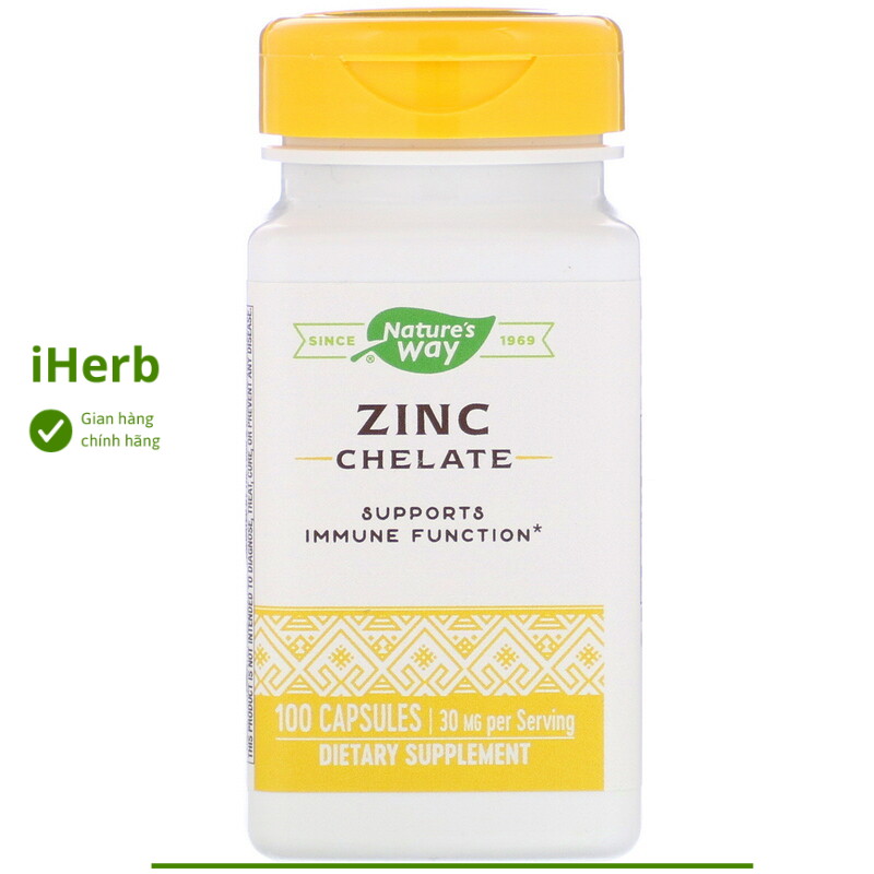 Viên uống tăng cường miễn dịch Zinc Chelate 30 mg Nature's Way ( 100 viên) - iHerb Việt Nam