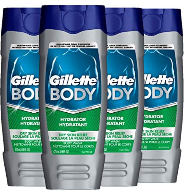 Buy (USA)Gillette Body Hydrator Body Wash for Men, Dry Skin Relief, 16 Fluid Ounce (Pack of 4) Singapore