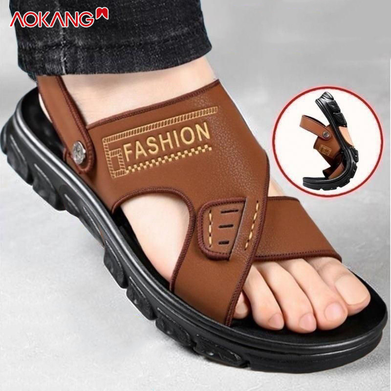 AOKANG Men's sandals soft sole non-slip breathable non-slip wear-resistant outer wear thick-soled high-end casual wear-resistant slippers