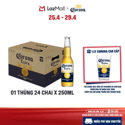Thùng 24 Chai Bia Corona Extra Nhập Khẩu (250ml/chai)